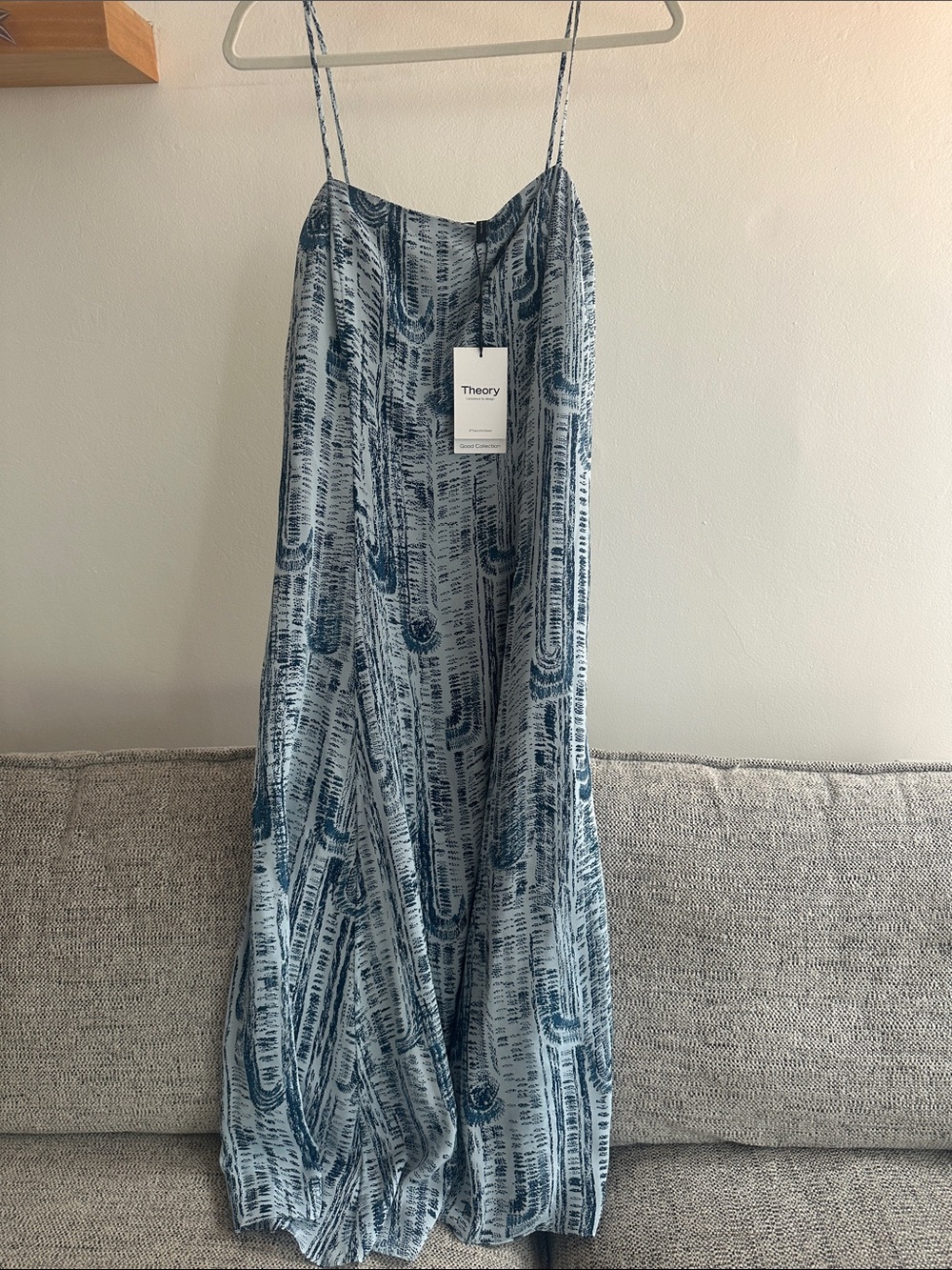 Theory Blue Abstract Maxi Slip Skirt